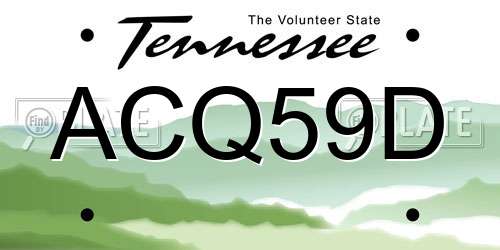 ACQ59D Tennessee License Plate