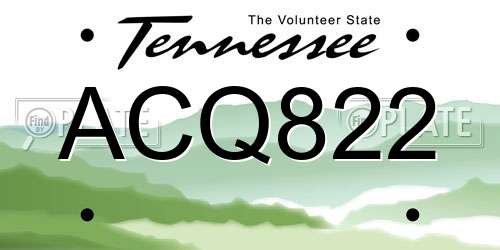 ACQ822 Tennessee License Plate