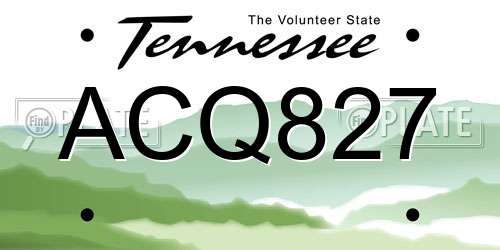 ACQ827 Tennessee License Plate