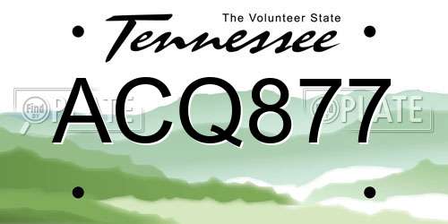 ACQ877 Tennessee License Plate