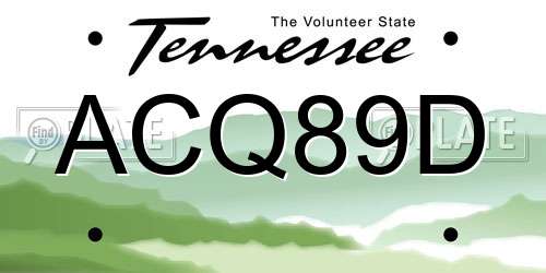 ACQ89D Tennessee License Plate