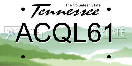 ACQL61 Tennessee License Plate