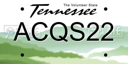 ACQS22 Tennessee License Plate