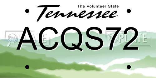 ACQS72 Tennessee License Plate