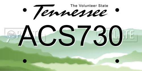 ACS730 Tennessee License Plate