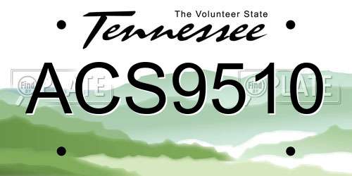ACS9510 Tennessee License Plate