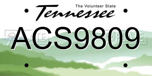 ACS9809 Tennessee License Plate