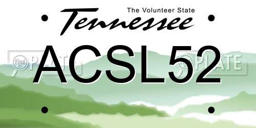 ACSL52 Tennessee License Plate
