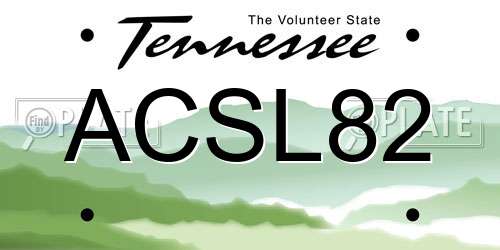 ACSL82 Tennessee License Plate
