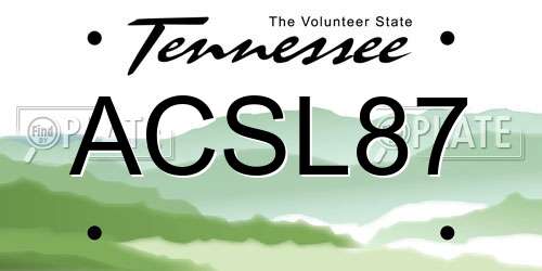 ACSL87 Tennessee License Plate