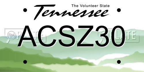 ACSZ30 Tennessee License Plate