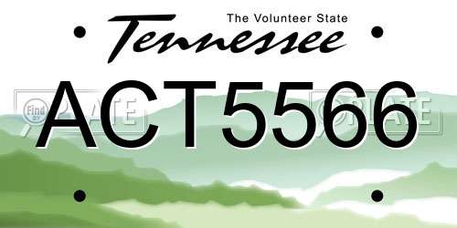 ACT5566 Tennessee License Plate