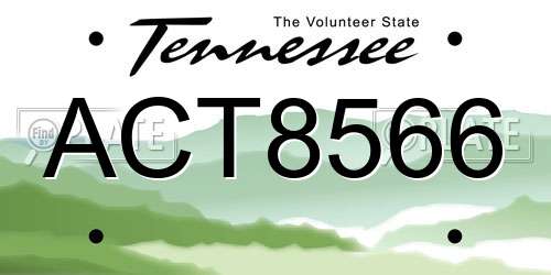 ACT8566 Tennessee License Plate