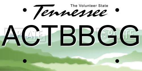 ACTBBGG Tennessee License Plate