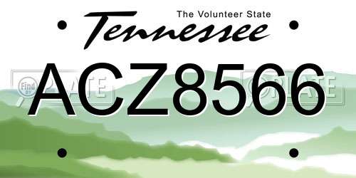 ACZ8566 Tennessee License Plate