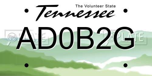 AD0B2G Tennessee License Plate