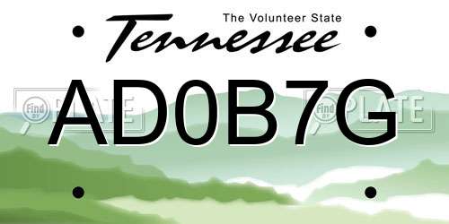 AD0B7G Tennessee License Plate