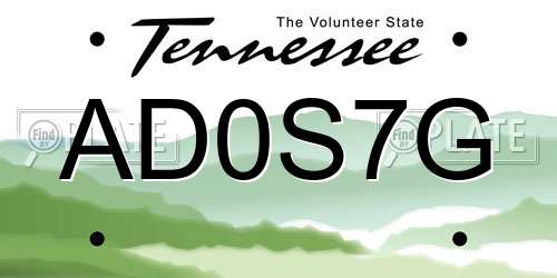 AD0S7G Tennessee License Plate