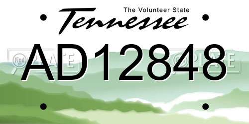 AD12848 Tennessee License Plate