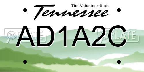 AD1A2C Tennessee License Plate