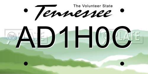AD1H0C Tennessee License Plate
