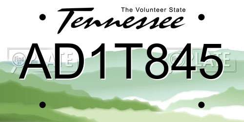 AD1T845 Tennessee License Plate