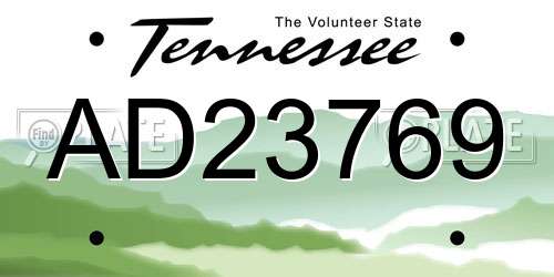 AD23769 Tennessee License Plate