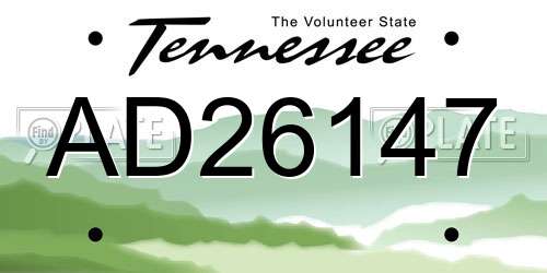 AD26147 Tennessee License Plate