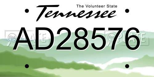 AD28576 Tennessee License Plate