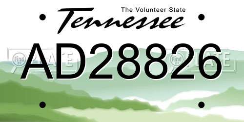 AD28826 Tennessee License Plate