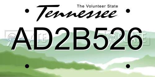 AD2B526 Tennessee License Plate
