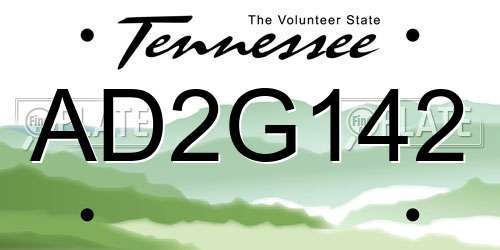 AD2G142 Tennessee License Plate