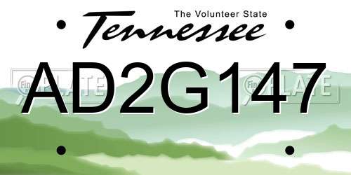 AD2G147 Tennessee License Plate