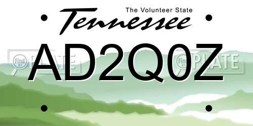 AD2Q0Z Tennessee License Plate