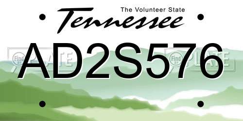 AD2S576 Tennessee License Plate