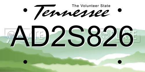 AD2S826 Tennessee License Plate
