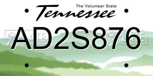 AD2S876 Tennessee License Plate