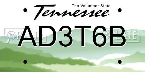 AD3T6B Tennessee License Plate