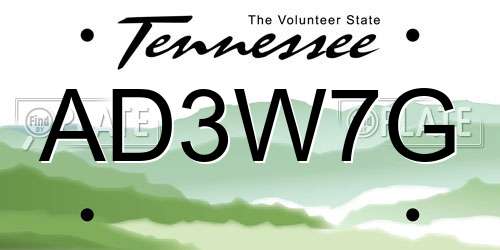 AD3W7G Tennessee License Plate