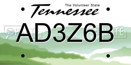 AD3Z6B Tennessee License Plate