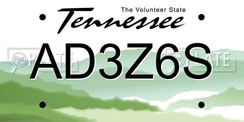 AD3Z6S Tennessee License Plate