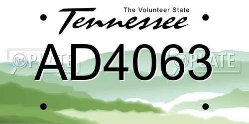 AD4063 Tennessee License Plate