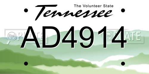 AD4914 Tennessee License Plate