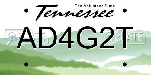 AD4G2T Tennessee License Plate