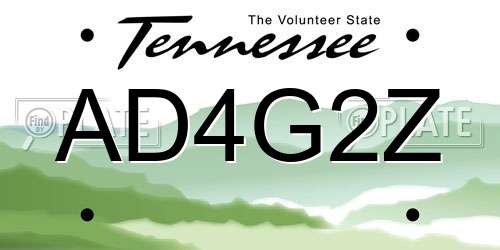 AD4G2Z Tennessee License Plate