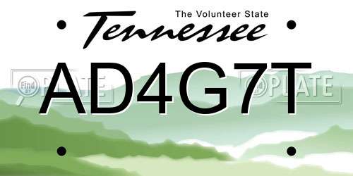 AD4G7T Tennessee License Plate
