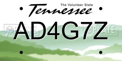 AD4G7Z Tennessee License Plate