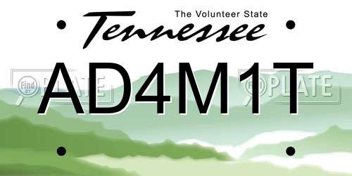 AD4M1T Tennessee License Plate