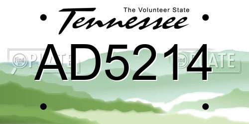 AD5214 Tennessee License Plate