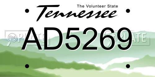 AD5269 Tennessee License Plate